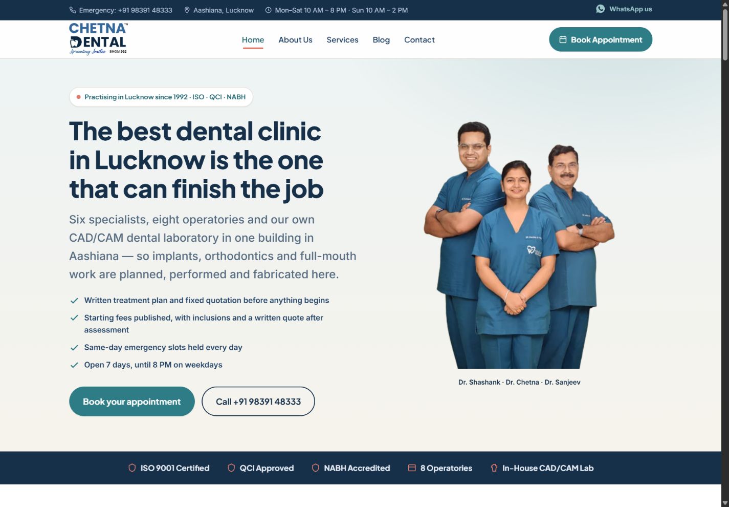 Chetna Dental homepage preview